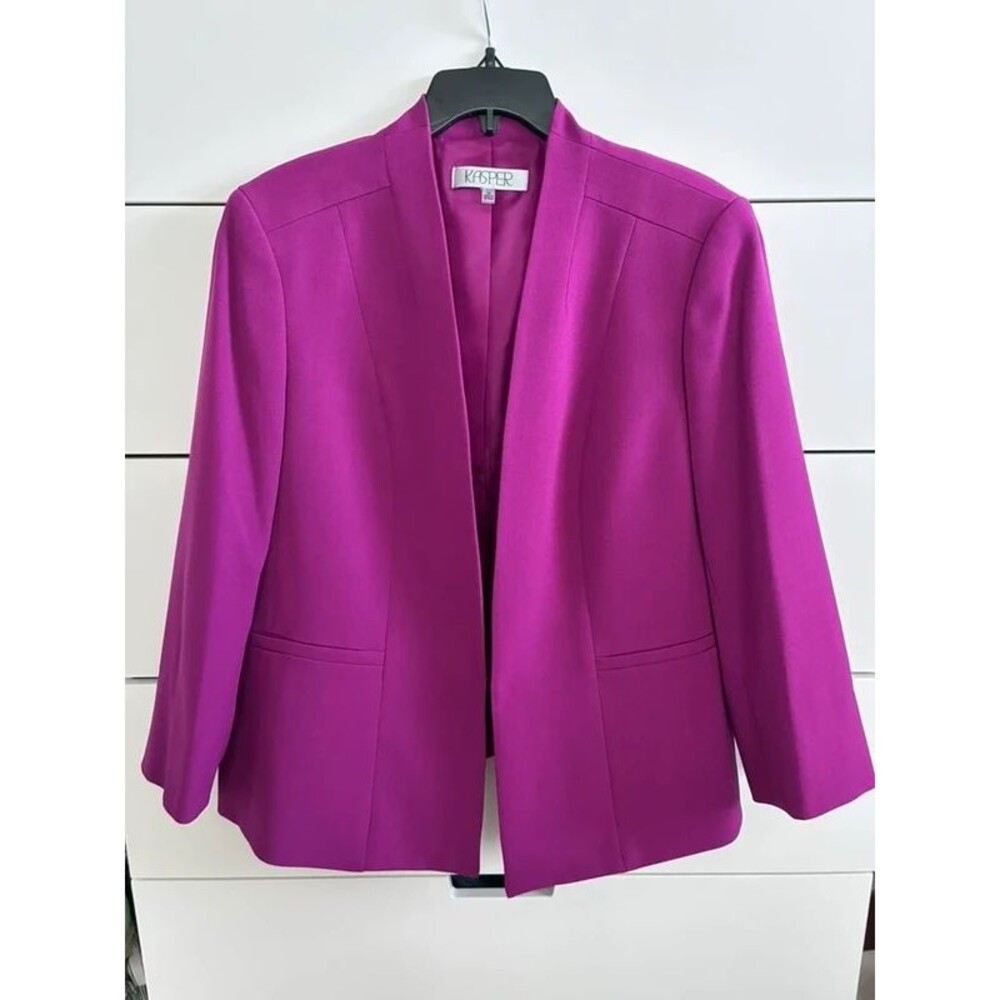 Kasper Magenta Pink Purple Women's Blazer Jacket Size 14 Lightly Worn